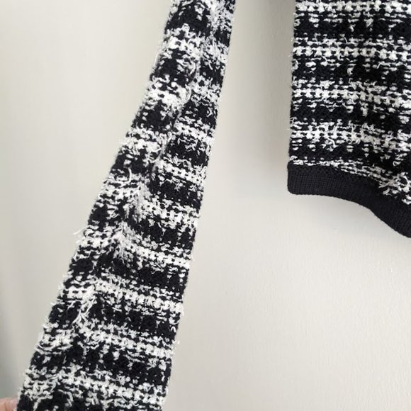 Loft Boucle Black and White Striped Cardigan Size S - Picture 8 of 9